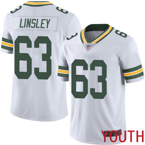 Green Bay Packers Limited White Youth #63 Linsley Corey Road Jersey Nike NFL Vapor Untouchable->youth nfl jersey->Youth Jersey